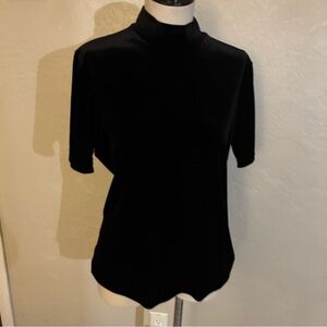 Elegant Laura Scott Stretch Velvet Black Top sz L